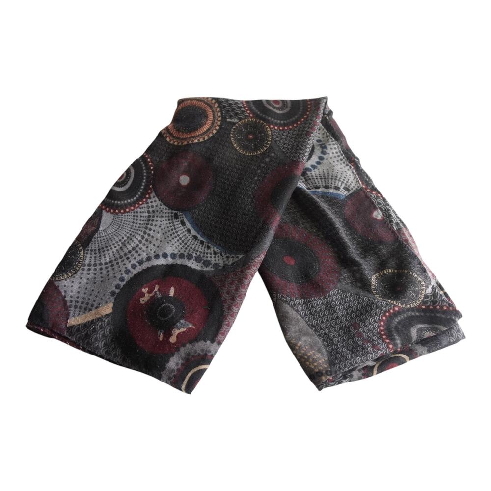 Boho Mandala Lightweight Scarf Wrap Cover Up Black Burgundy Summer Shawl 70L 31W - Picture 6 of 8